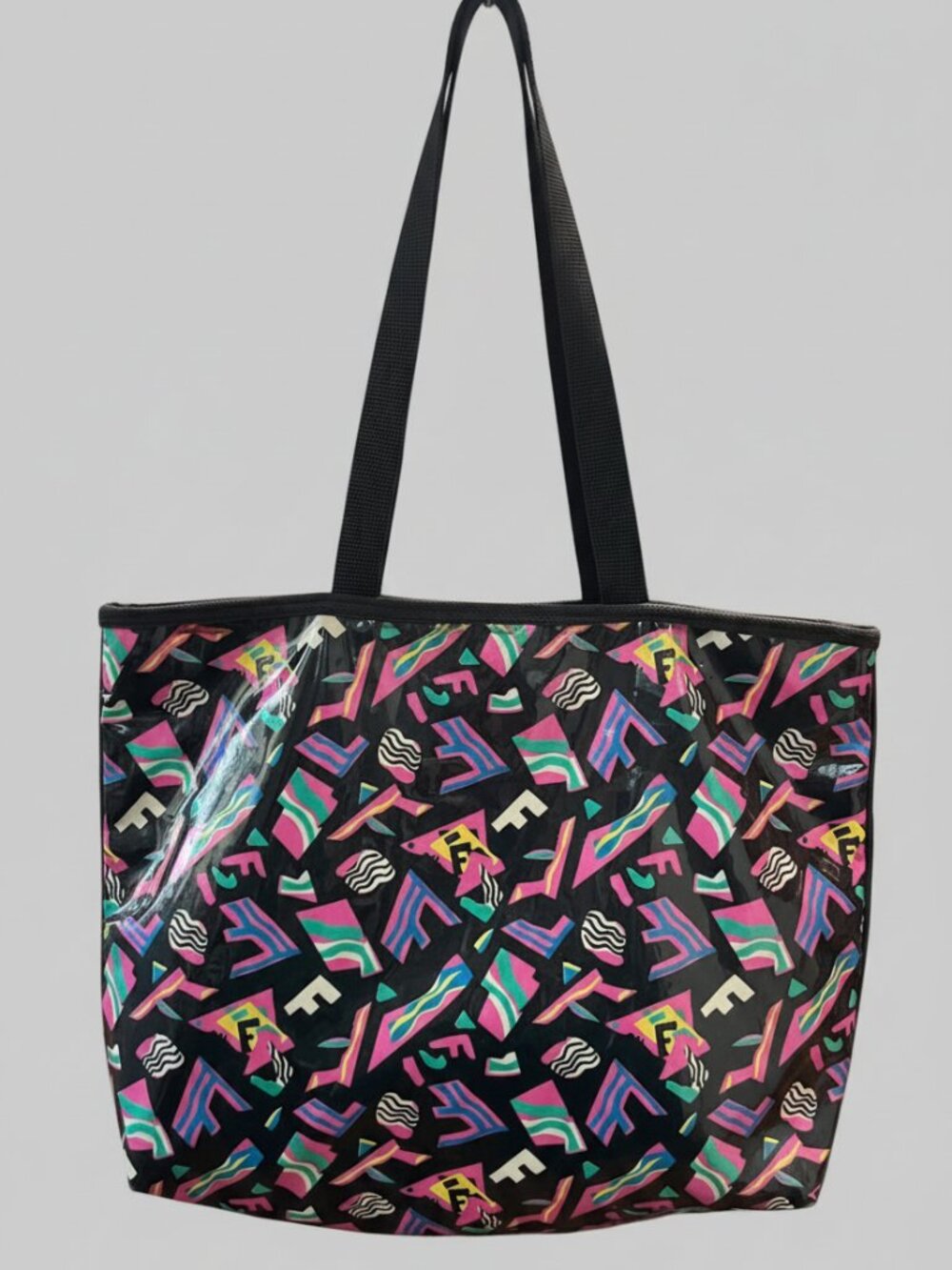 Vintage '80s or '90s Fendi black New Wave print tote